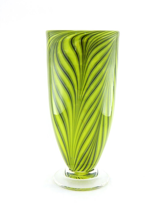 Hand Blown Art Glass Vase Bright Lime Green by ParadiseArtGlass