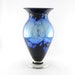 Hand Blown Art Glass Vase - Iridescent Silver Blue Waves on Black