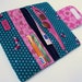 Womens wallet SALE Clutch wallet Zippered wallet Credit Card wallet Honeycomb in Teal and Pink
