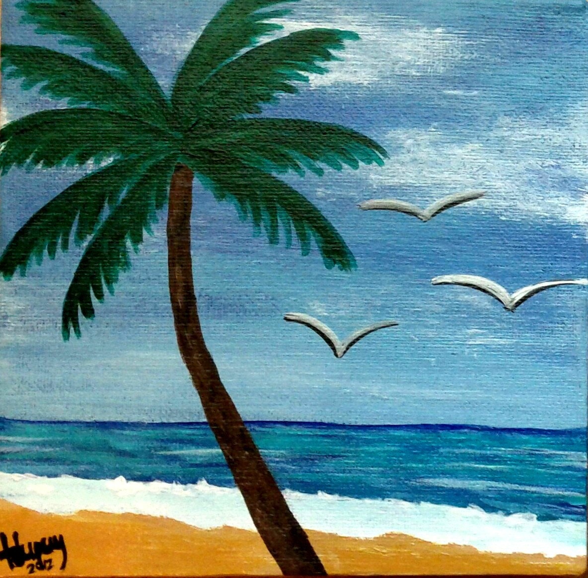 Beach Daytime/Sunset Combo 6x6 canvas