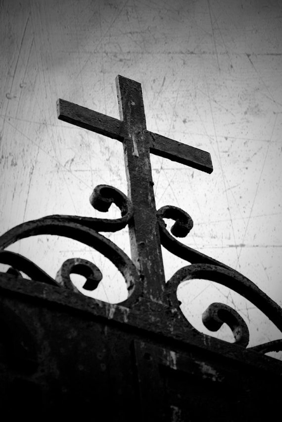 Items similar to Gothic Art Photography Print - cemetery iron cross ...
