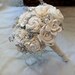 Handmade Wedding Bouquet Small- Ivory Silver Bridal Bouquet, Keepsake Bouquet, Shabby Chic Wedding, Rustic Wedding