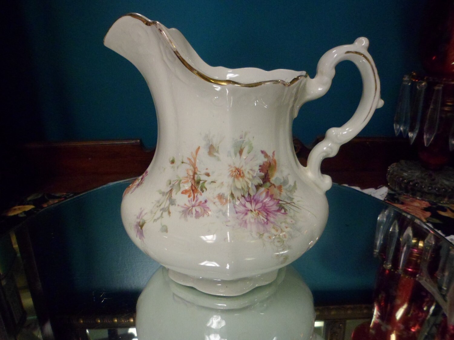 Anchor Pottery Trenton NJ Vintage Semi Porcelain Water Pitcher