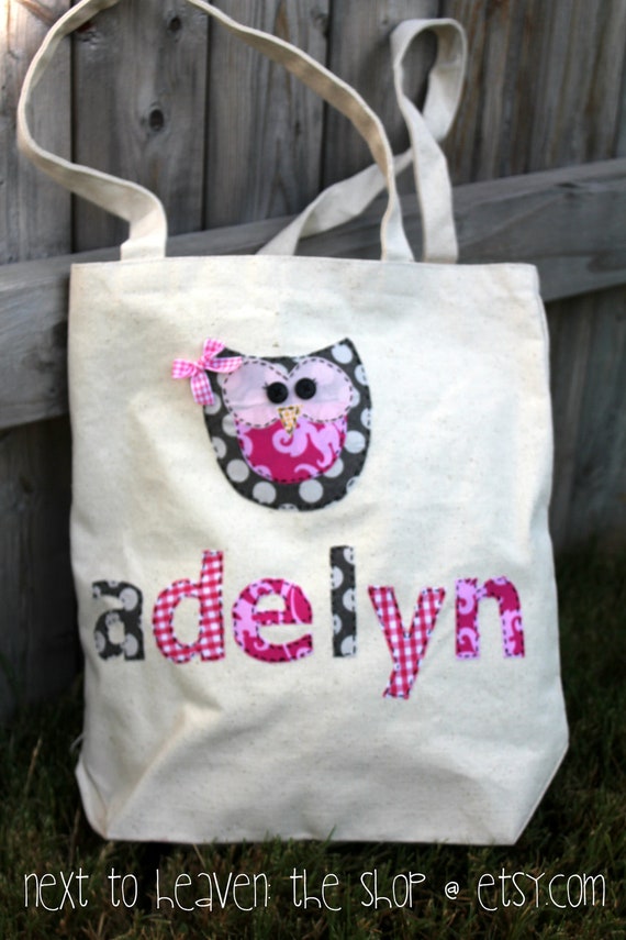 Personalized Preschool Scrappy Owl Canvas Tote Bag for Back To School