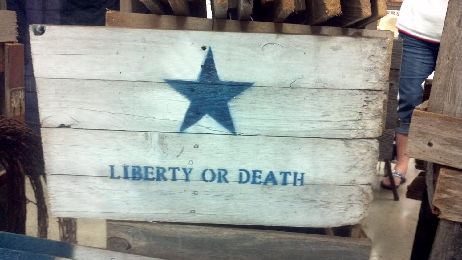 Rustic Barnwood Texas Flag Liberty or Death