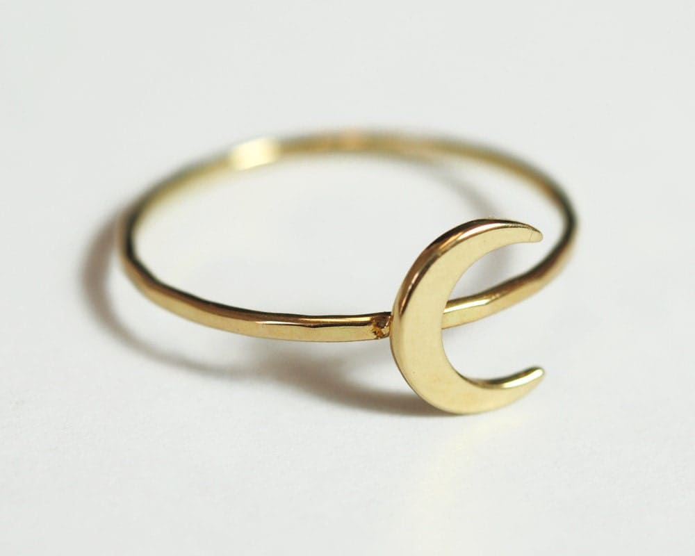 Moon Ring Solid 14K Gold