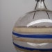 Vintage Hand Blown Clear Glass Ornament, Blue & White