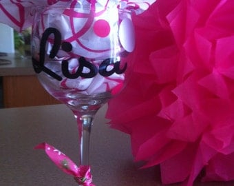 Personalized Wine Glasses - Your choice of color - Great for Weddings, Parties, Bachelorette Party- A Great Buy