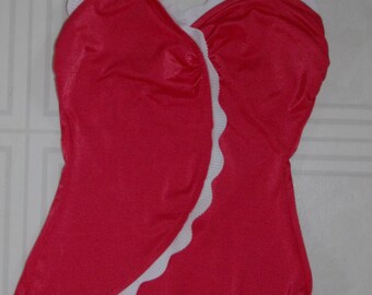 Vintage red one piece swimsuit by Robby Len Fashions