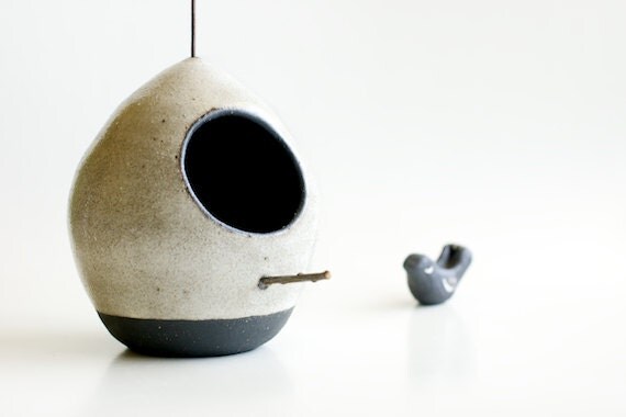 Modern Birdhouse in Black and White