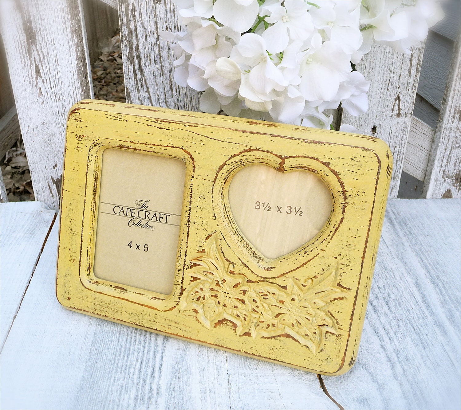 yellow shabby chic picture frame heart and by huckleberryvntg yellow shabby chic picture frame heart and by huckleberryvntg