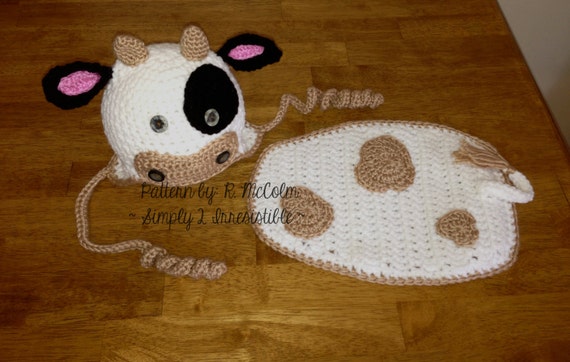 pattern crochet newborn hat cow Crochet Hat bull Cow and / cape Bull hat