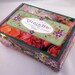 Altered Collage Cigar Box: Floral Collage Mixed Media Jewelry Box with French Art Nouveau Perfume Labels