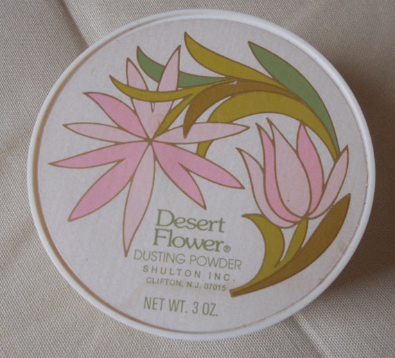 Vintage Dusting Powder Talc Powder Puff Desert Flower Shulton