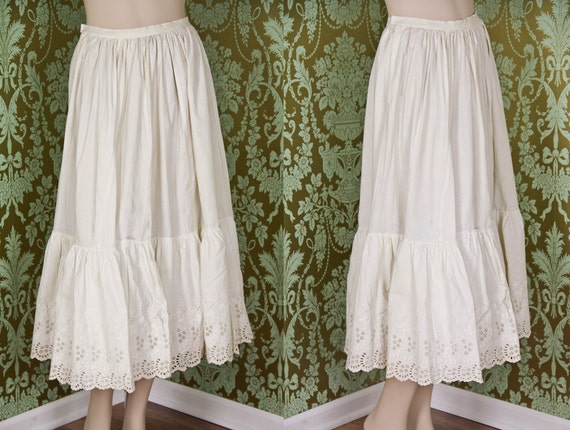 Items similar to Vintage Cotton Petticoat / cotton lace slip / wedding ...