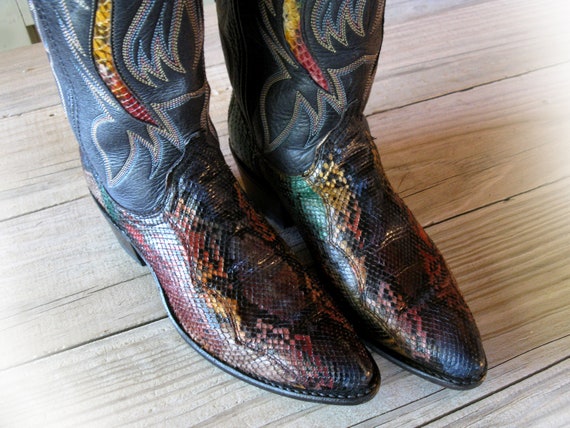 rainbow snakeskin boots