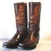 Men's 60's WRANGLER Embroidered Eagle Dark Brown Leather Stovepipe Cowboy Boots, size 9 D or Women 10.5