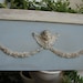 French shabby chic,Art Nouveau style,Victorian cherub & large roses swags,wooden pediment.shabby duck-egg blue/white