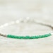 SALE Emerald beaded bracelet with Karen Hill tribe silver beads. Delicate jewelry.