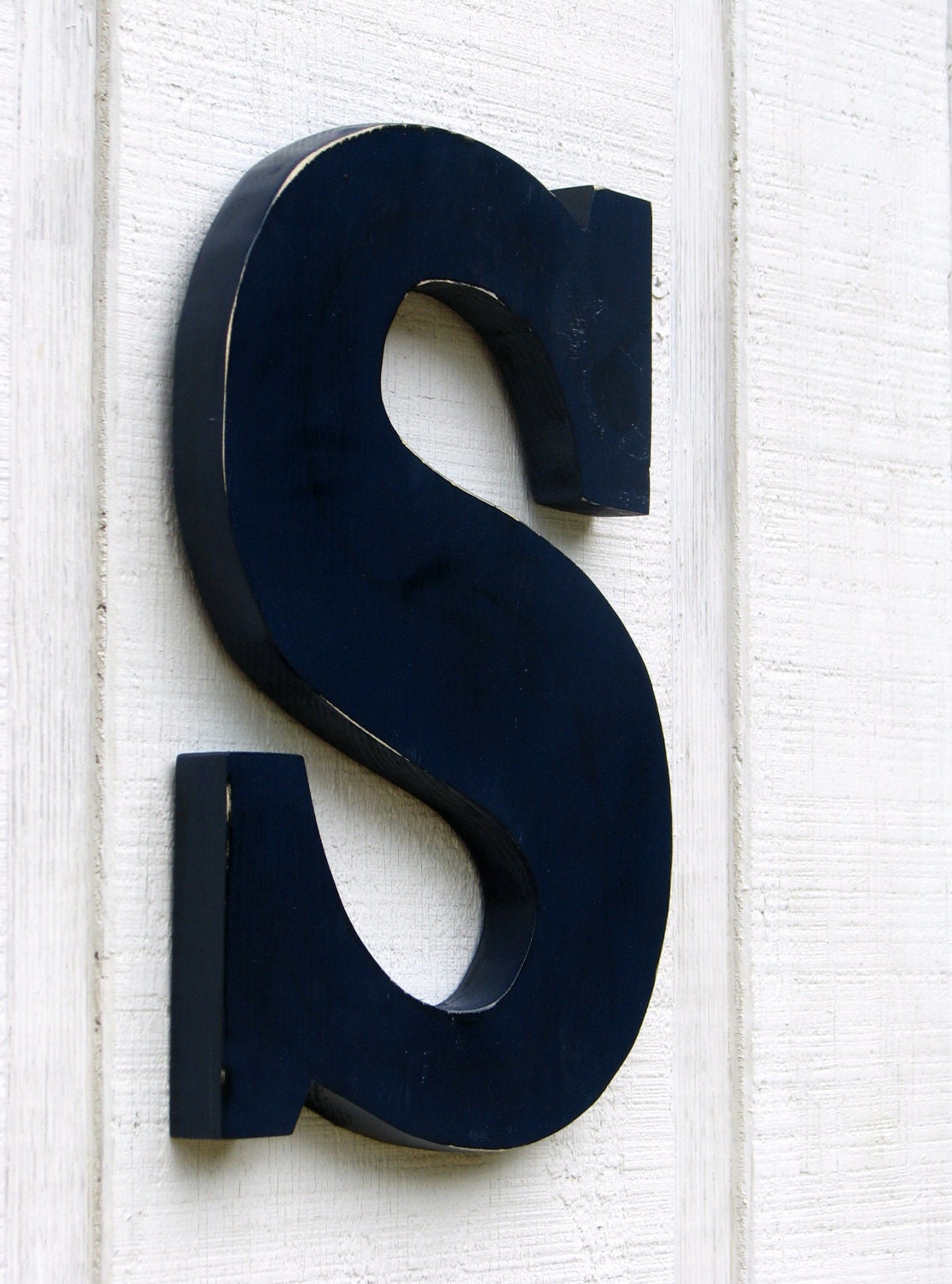 Wooden alphabet Letters Navy Blue Distressed 12 tall