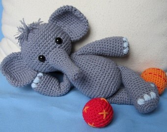 Playful Elephant Bert- Amigurumi Crochet Pattern / PDF e-Book / Stuffed Animal Tutorial