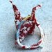 Japanese fabric bracelet with hanging swarovski crystals and silver beadwork
