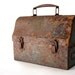Industrial Rusted Blue Lunch Box - classic, construction, rusty, dome top, weathered, patina, farm fresh, metal