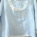 Blue Linen Blend Tunic Top Altered Clothing Tattered Silk Ruffles Shabby Chic Prairie Girl Wedding