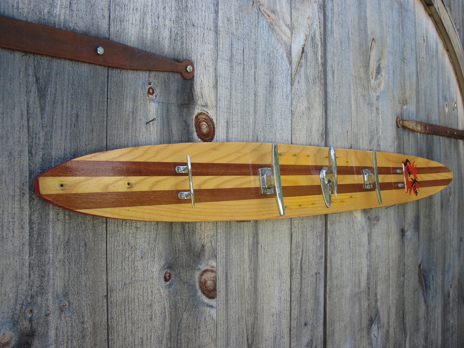 Repurposed Water Ski Towel Rack for Beach or Boat House