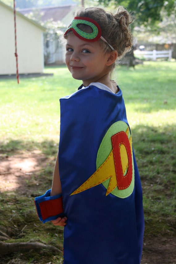 Superhero Cape Boys PERSONALIZED BLUE-Choose the Initial