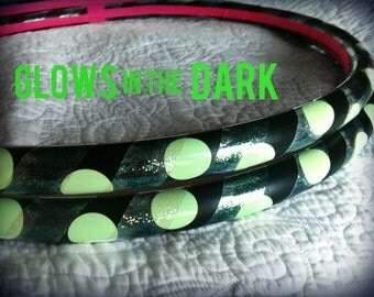 The Glow Bug - GLOW in the Dark Dance & Exercise Adult Hula Hoop COLLAPSIBLE or Push Button neon pink glitter