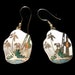 Vintage 1960's enamel deco earrings 'At the Oasis' gold over silver