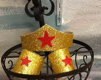 In Stock Wonder Woman Costume Tiara & cuffs, Wonder Woman Birthday, Wonder Woman Comic Con, Wonder Woman Party Favors, wonder woman tiara