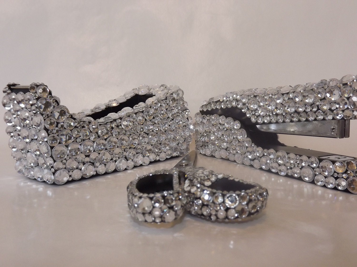 Rhinestone Bling Office Desk Set Accessories by EVRhinestones