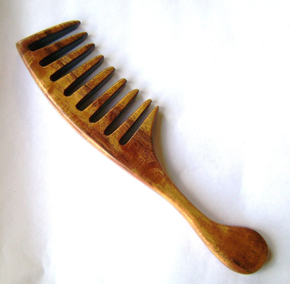Medium Dark Koa Wood Hair Comb Pick