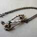 Smoky Quartz and Fabric-Wrapped Bracelet with Oxidized Chain