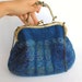 Felt purse. Blue bridal felt purse, clutch, nuno felted turquoise blue bag