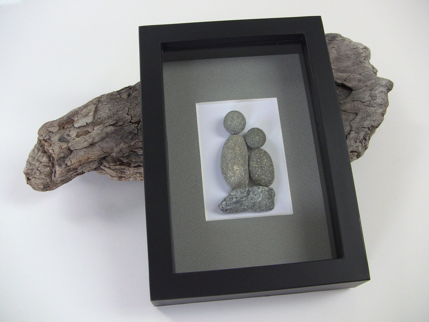 Pebble Art Picture Shadow Box Art Beach Stone Art Stone