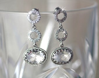 Swarovski Bridal Earrings Pearl earrings Crystal by simplychic93