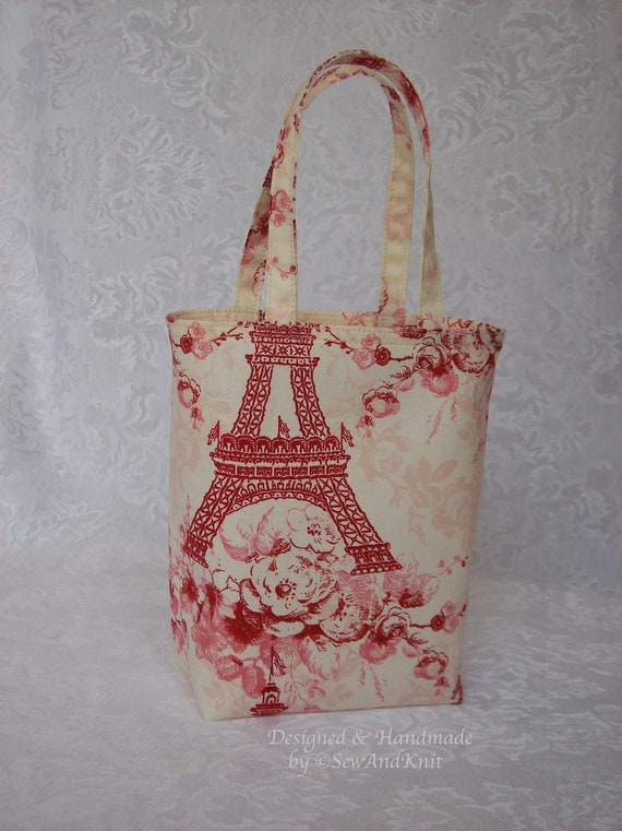 Eiffel Tower Gift Bag Small Fabric Handmade Paris Inspired