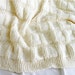 Knit Ecru Blanket- Baby Afghan- Off White- Boy Or Girl
