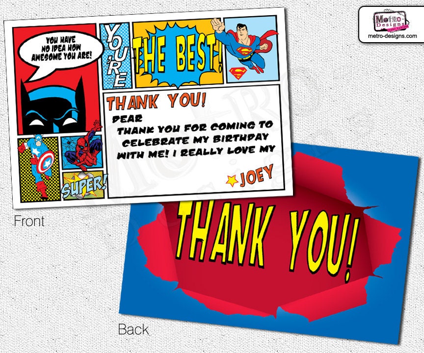 Super Hero Thank You Cards Super Hero Thank You by MetroEvents