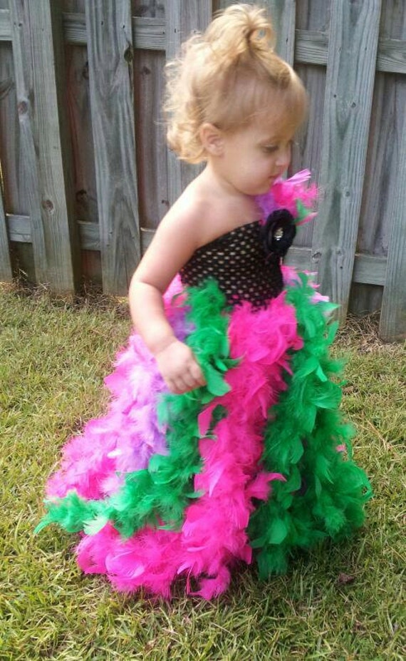 Items similar to Feather Tutu Dress and comes with a matching headband