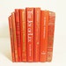 CORAL VIntage Decorative Books, Halloween Pumpkin, Interior Design, Wedding Decor, Instant Library, Bundle of Books, Red Orange Salmon