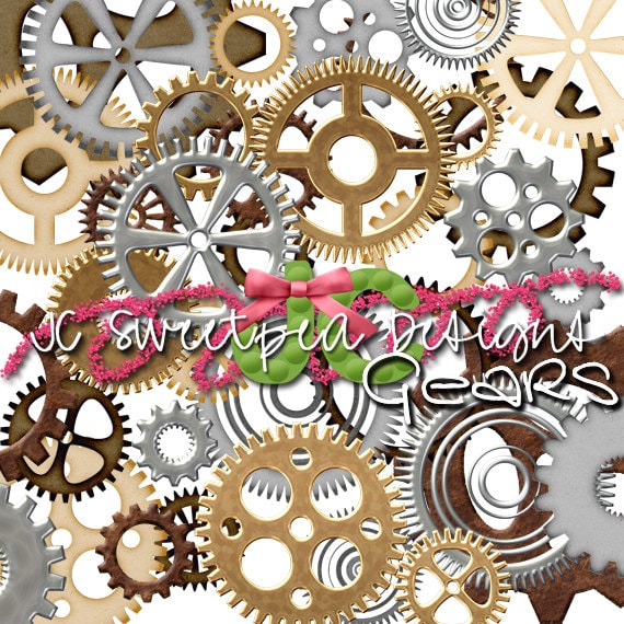 Gear Steampunk Clip Art Personal and Commercial Use Digital Scrapbooking - INSTANT DOWNLOAD