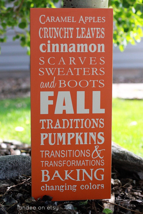 Fall Typography Decorative Sign-- subway art