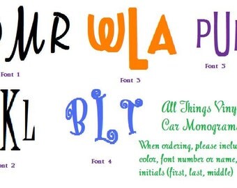 Car Monogram Initials Decal Personalized Vinyl Sticker