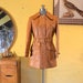 Mod Butterscotch Leather Belted 60s / 70s Coat Jacket XS, S