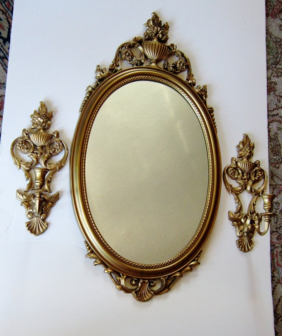 Vintage Syroco Inc Made in USA 4 036 Mirror and Wall Sconce
