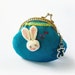Coin purse, metal frame purse, silk purse, bunny purse, embroidery coin purse, 8.5 cm frame purse